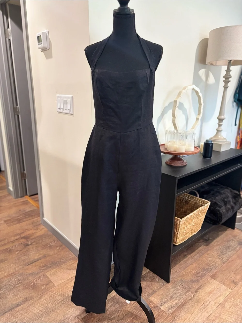 NWOT Reformation Malika Linen Jumpsuit in Black Size 8